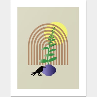 Boho Rainbow and Crow Posters and Art